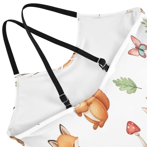 Girls Swimming Suits 3-10 Y Beach Swimwear, Watercolor Animals Foxes4