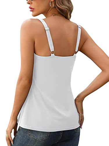 V FOR CITY Tank Top for Women with Built-in Padded Bra Adjustable Wide Strap Camisole Cotton Cami Shirts2
