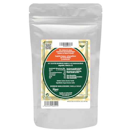 Bourbon Vanillezucker - Vanille Zucker mit echter Bourbonvanille aus Madagaskar 250g