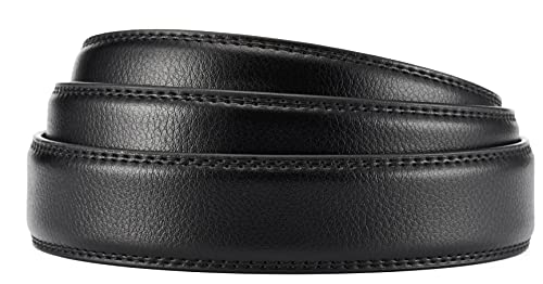 Image of Chaoren Leather Ratchet Belt 2 Pack Dress with Click Sliding Buckle 1 3 /8 inch in Gift Set Box - Adjustable Trim to Fit