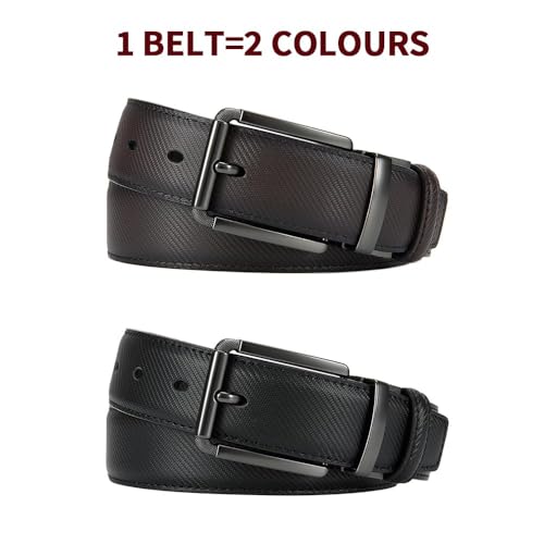 Image of DOOPAI Reversible Leather Belt for Men 1.25 inch - Dual Sided Dress and Casual Belt, Trim to Fit, 2 Styles in One Belt