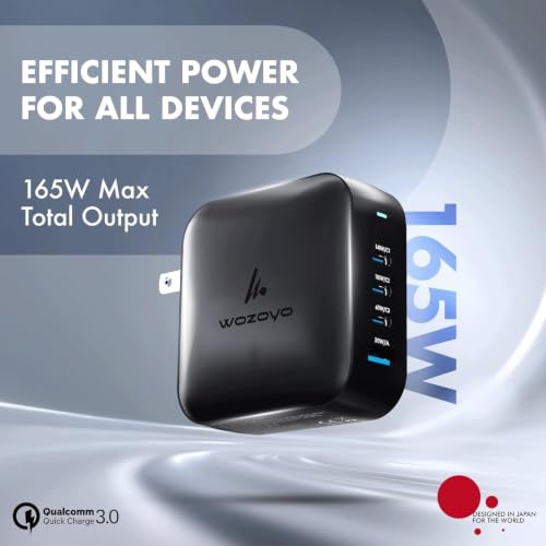 165W GaN Charger, Wozoyo 3XType-C & USB-A Superfast 2.0 Charging, Compatible... - Image 2
