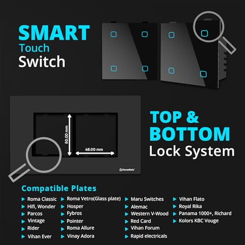 HomeMate® 4 Gang Wi-Fi Smart Touch Switch (Black, Pack of 1) - Image 3