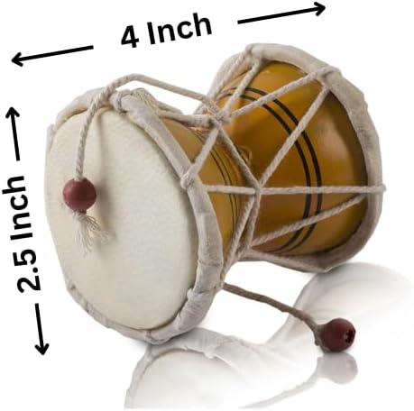 Miniatura 3 de Juego de instrumentos de percusión de tambor de mano de 3 pulgadas, hecho a mano, tradicional, auténtico, madera y cuero, clásico indio, dumroo,