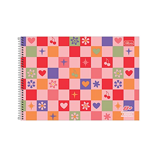 Caderno Espiral de Cartografia Milimetrado com 96 Folhas Capa Dura - D+ Feminino Tilibra