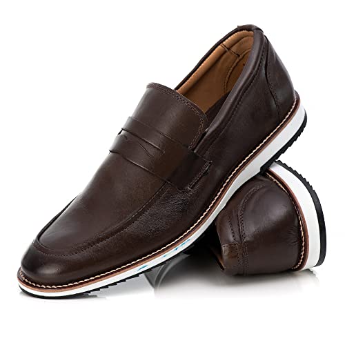 Sapato Iate Casual Masculino Brogue Premium Couro Confort Andora Cor:Bege;Tamanho:41