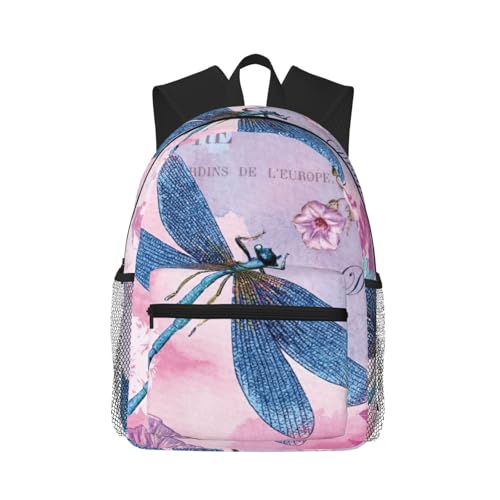 Sac à dos imprimé fleurs et libellules pour le voyage et l'école