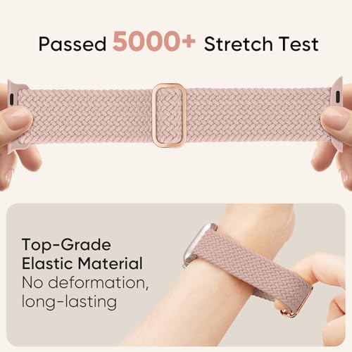 Image of Braided Stretchy Band Compatible with Apple Watch 40mm 41mm 42mm 38mm 44mm 45mm 46mm 49mm Women Men, Breathable Adjustable Nylon Sport Solo Loop Strap for iWatch Series 11 10 9 8 7 6 5 4 3 SE /Ultra 2