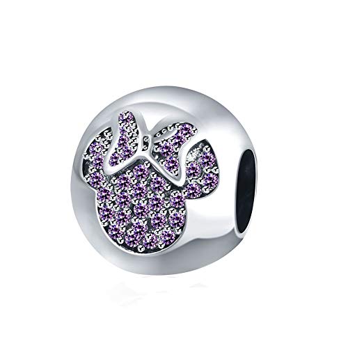 HMILYDYK - Abalorio con forma de la silueta de Minnie Mouse con cristales de circonita Swarovski Elements y plata de ley 925 para pulseras de Pandora.