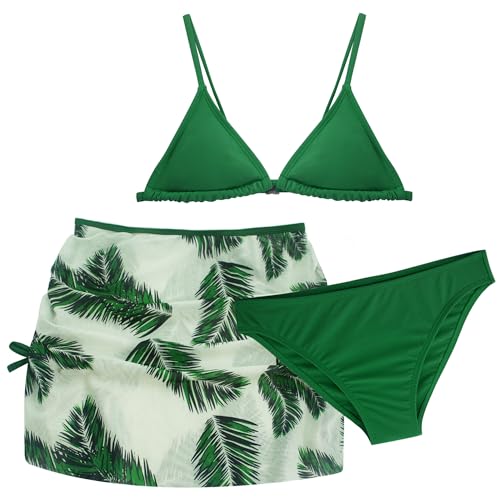 Image of Happy Cherry Swimsuits for Teen Girls Bikini Cute Bathing Suits Kids Tropical Floral 3 Piece Swim Suits with Shorts Skirt