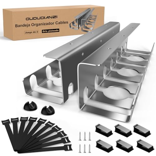 Oududianzi 2 Piezas Bandeja Organizador Cables Escritorio, Bandeja para Cables, Bandejas de Gestión de Cables, Soporta 5kg - Mantener los Cables ordenados, Soporte de Cables para Hogar u Oficina