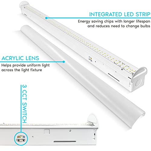 Luxrite 3Ft Slim Led Shop Light, 25W, 3450 Lumens, Linear Strip Light Fixture, 3 Color Selectable 3500K-5000K, 0-10V Dimmable, Damp Rated, Flush Mount Ceiling Light, Ul Listed - Garage, Workshop #TOP2