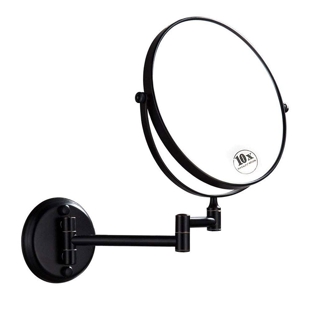 CFGJerWR Wall-mounted cosmetic mirror, 8-Inch Wall Mounted Makeup Mirror with 1X/10X Magnification - Double-Sided 360° Swivel Extendable