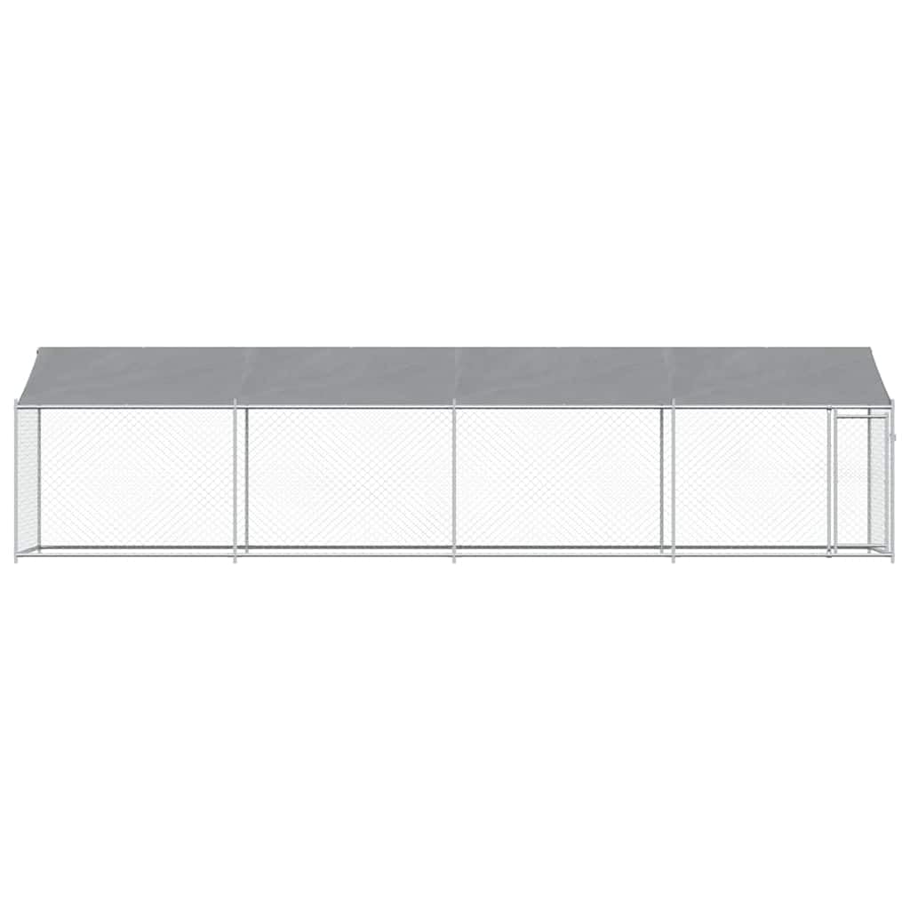 Cuccia per cani con tetto e porta, grigio, 8 x 2 x 2 m