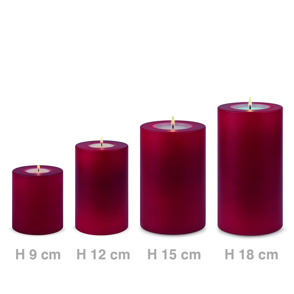 Qult Farluce Trend - Teelichthalter in Kerzenform • Merlot Red • Christmas Collection • Adventskerzen • Weihnachtskerzen • Kerze • Kunststoffkerze in Kerzenoptik (4er Set Ø 8 x h 9 cm)