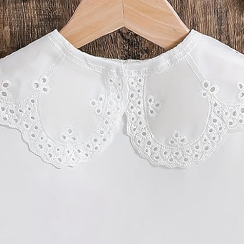 Girls T Shirts with Puffle Sleeve Casual Cute Blouse Summer Crewneck Button T Shirt Tops Aged 3-8 Years3