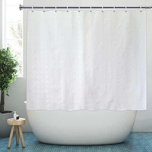 YISURE White Textured Short Shower Curtain, Small Bathroom Tub Curtain - Image 2