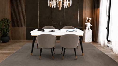 Image of WOODEN SPACE Majestic 4 Seater Wooden Dining Table Set | Urban Marble Top Dining Table with Chairs for Dining Room & Kitchen (Modern Classic Brown) (54 x 36 x 30 inch)