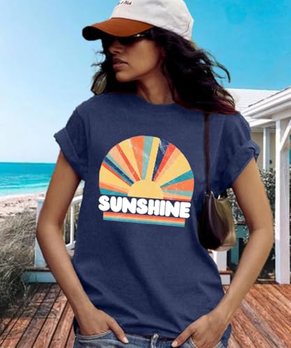 Image of Vacay Mode T Shirts for Women Summer Beach Hawaii Vacation Short Sleeve Tops Holiday Cruise Getaway T Shirts