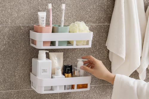 Image of perpetual Bathroom Organiser, Self Adhesive Bathroom Shelf for Wall, Washroom Organizer, Bathroom Rack Stand Without Drilling (2 Pcs) A