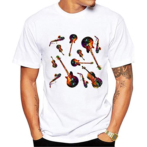MKDLJY Camisetas Hombres, Amantes de la música, Camiseta, Manga Corta, Camisetas en Acuarela, Camisetas Vintage de Instrumentos Musicales, Camiseta, Blusas, Tops Casuales