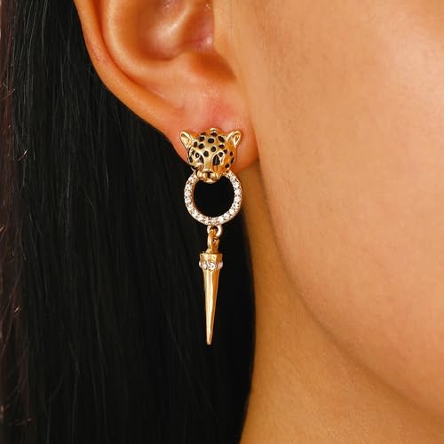 Animal Leopard Panther Jaguar Cheetah Clear and Black Cubic Zirconia Spot Stud Earrings Fashion Jewelry for Women4