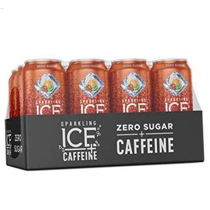 Sparkling Ice Caffeine Strawberry Citrus Sparkling Water with Caffeine, Zero Sugar, with Antioxidants and Vitamins,16 fl oz Cans (Pack Of 12)