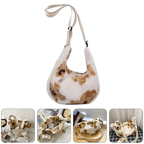 Amosfun Bolsa de Pelúcia Nas Axilas Bolsa Feminina Bolsa de Ombro Impressão Vacas Bolsa de Axila Bol