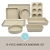 Martha Stewart Gallen 10 Piece Baking Pans Ceramic PFA Free Non Toxic Non Stick Bakeware Set - Taupe #1