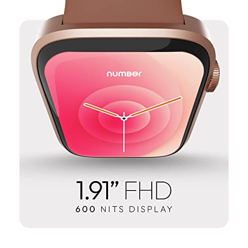 Image of NUMBER Dialfit Pro Max Bluetooth Calling Smart Watch, 1.91 inch Large Edge-to-Edge Display, Always On, 600 Nits Brightness,Heart Rate, Blood Pressure, SPO2, IP68, 7 Days Battery, Metallic Body (Brown)