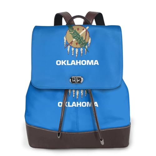 Sac à dos en cuir noir imprimé Oklahoma, sac de voyage chic pour le travail quotidien