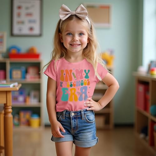 in My Preschool Era Shirt Toddler Girl First Day of School T-Shirt Cute Back to School Tee Short Sleeve Summer Tops2