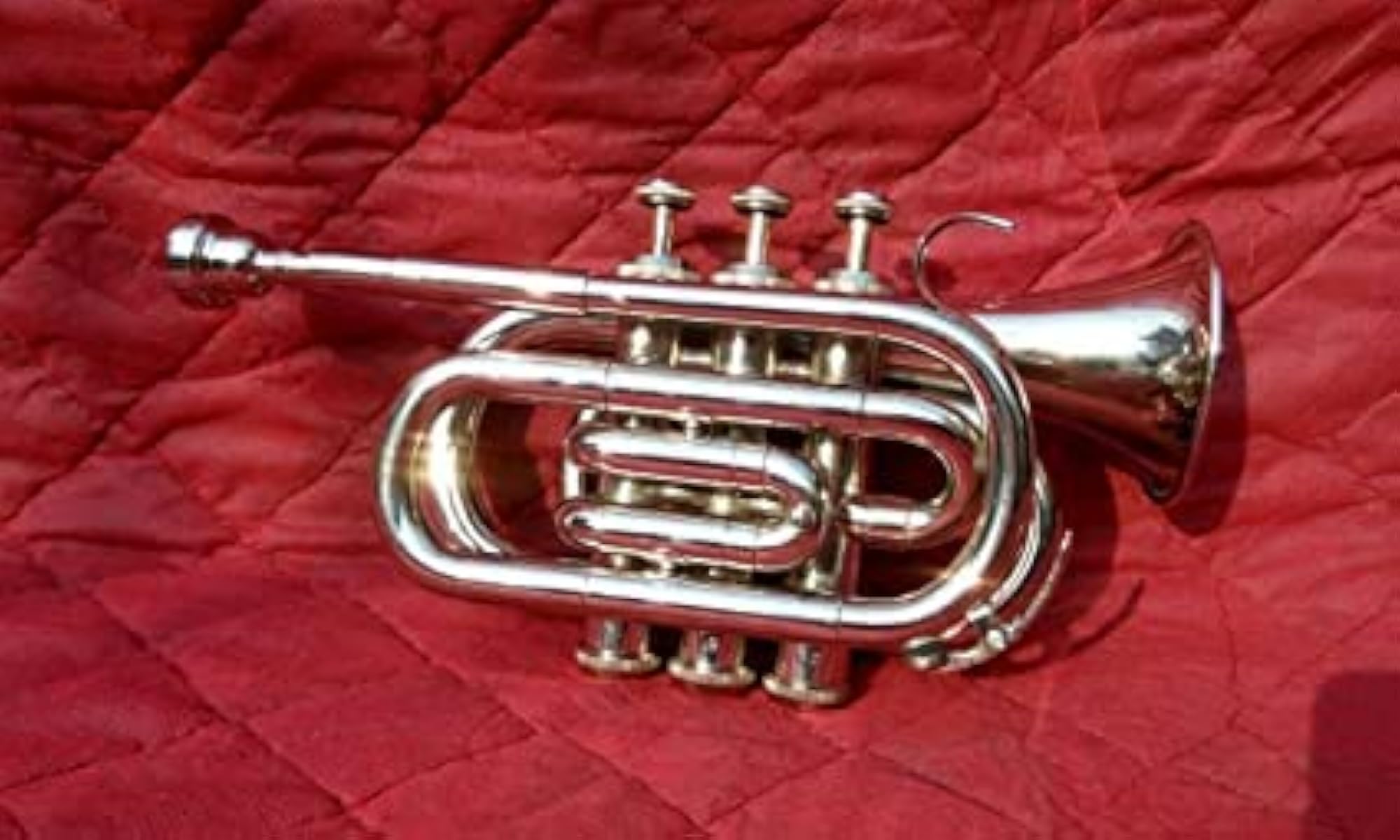 Pocket Trumpet Brass Plated Bb Pitch with Hard Case