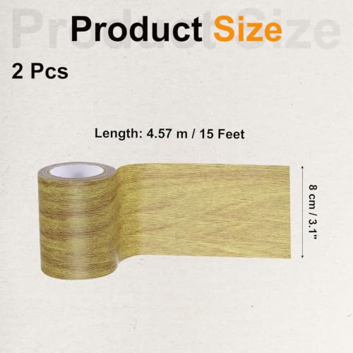 Image of PATIKIL Wood Grain Tape 3.1 inch x 15 Ft, 2 Pcs Self-Adhesive Wood Texture Repair Tape Realistic Wood Effect Contact Paper Patch for Furniture Cabinets Floor Walls Home, Brown Oak