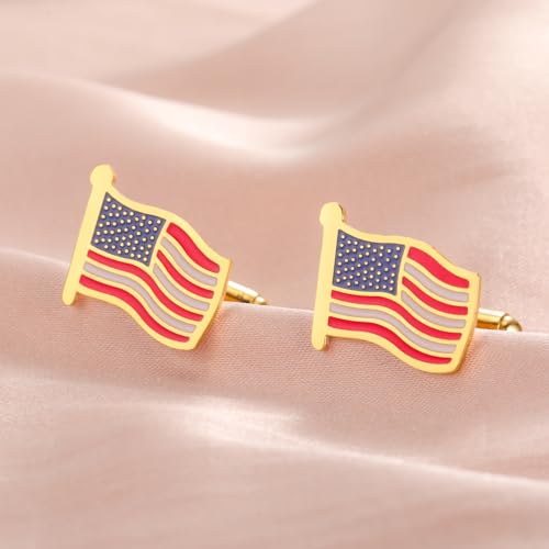 Mancuernillas para hombre bandera americana en acero inoxidable miniatura 5