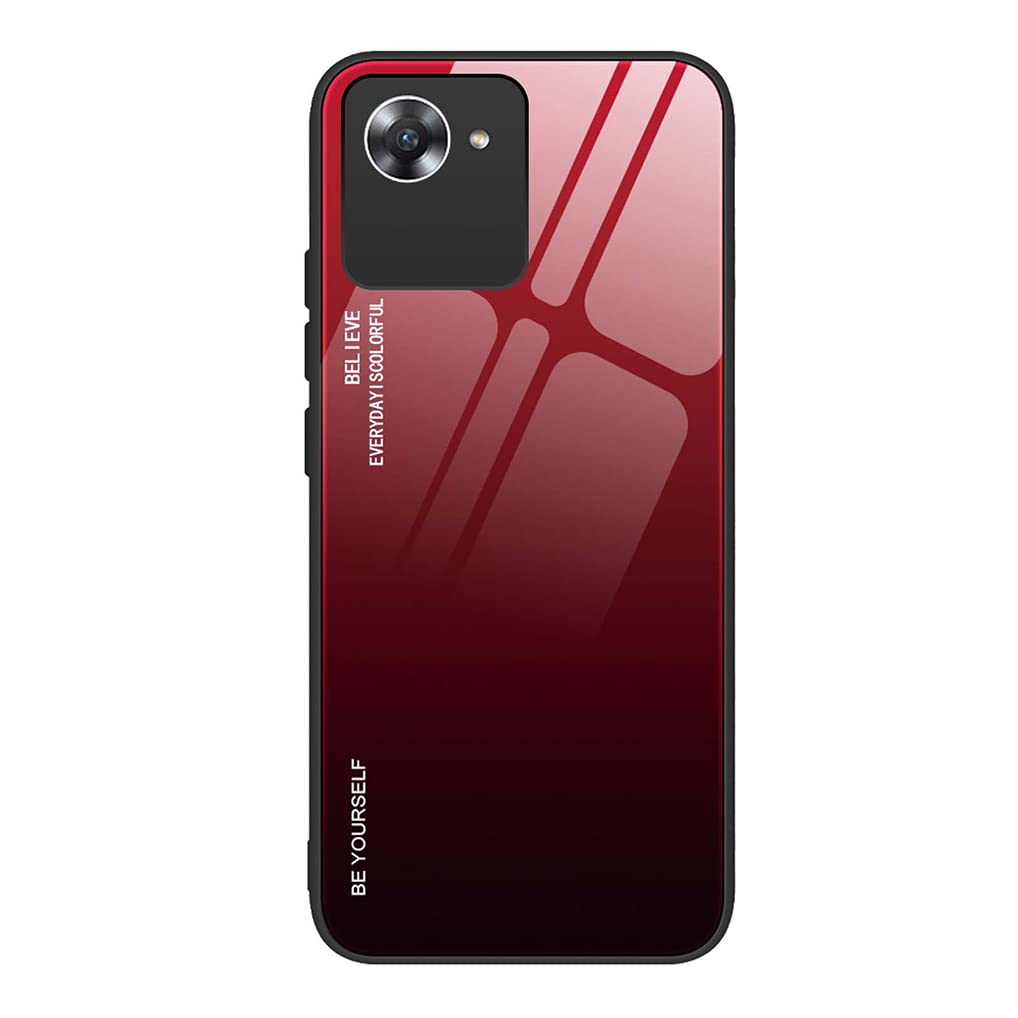SEAHAI Cover Per Realme C30 / C30s - Custodia In Vetro Temperato Sfumato E TPU, Ultra Sottile, Anti-graffio, Nero - 3