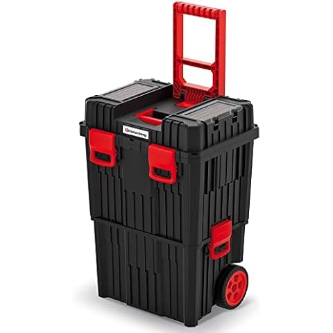 Rolling Workshop Tool Box with Clamping Fasteners Modular Reinforced Wall Structure 45 x 36 x 64 cm (with Plastic Closure) Cover