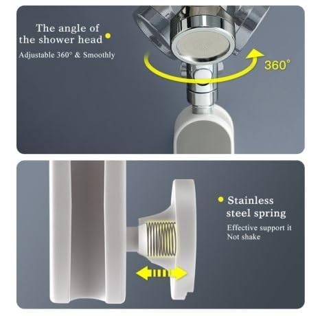 Shopping Mart Shower Head Holder Strong Adhesive No Drilling 360° Wall Mount Adjustable Handheld Showerhead Bracket for RV Kids Bathroom Shower,Fix Firmly and Use Conveniently (Multicolor) (1 pcs) 4