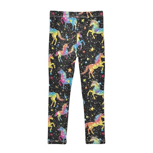 Rainbow Unicorns Girls' Leggings Toddler Doodles Stars Kids Yoga Pants Dance Active Tights 4T2