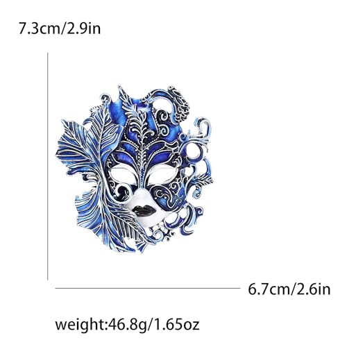 Image of Blue Venice Queue Mask Brooch Pin for Women & Men