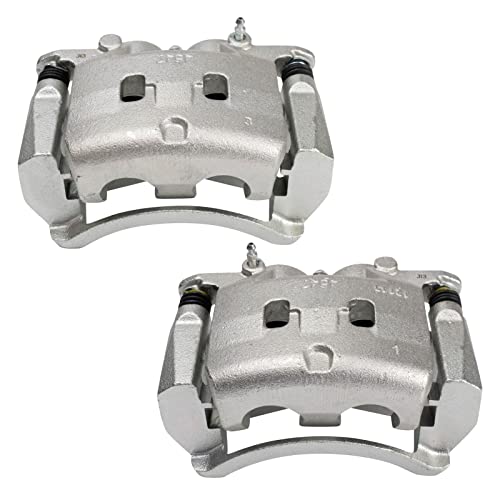 Image of TRQ Front Brake Caliper Set Caliper Brackets Hardware Compatible with 2014-2019 Infiniti Q50 Q60 QX50 and Nissan Rogue