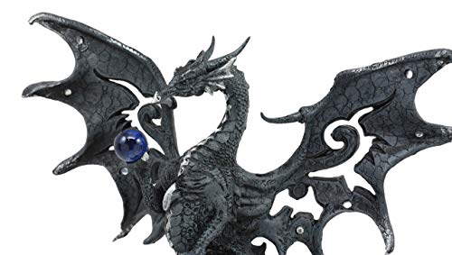 Estatua de Dragón Gótico con Orbe Azul 8 pulgadas miniatura 2