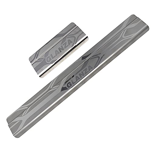 Image of GFX Car Door Sill Guard - Stainless Steel, Protects Painted Edges from Scuffs or Scratches Compatible with Glanza Set of 4Pcs (After-Market) Model - 2019 Onwards