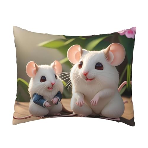WBQLSL Mother and Child Rats Printed Pillowcase - 16 * 20 inches, Invisible Zipper, Breathable and Soft Pillowcase,