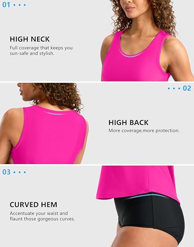 Image of G Gradual Tankini Tops for Women High Neck Swimsuits Swim Top Modest Bathing Suit Swimwear Tank Top only No Bottom