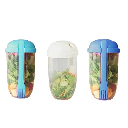 APTIVIE 3 recipientes para ensalada con tenedor y soporte para aderezos de ensalada