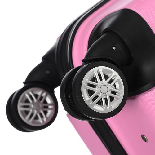 3 Piece Hard Luggage Box with Rotating Wheels 3 Piece Suitcase Set Travel Suitcase Set Retractable Handle(20/24/28)" Pink4