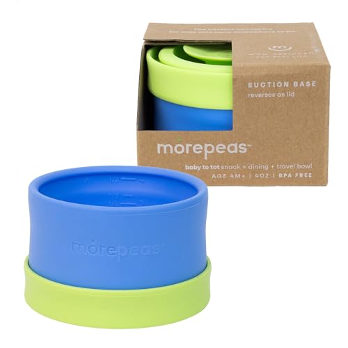 Image of morepeas The Everything Snack Bowl - All-in-One Baby, Toddler & Kid Food Container - Travel Essential with Spill Proof Lid & Suction Base - Blueberry