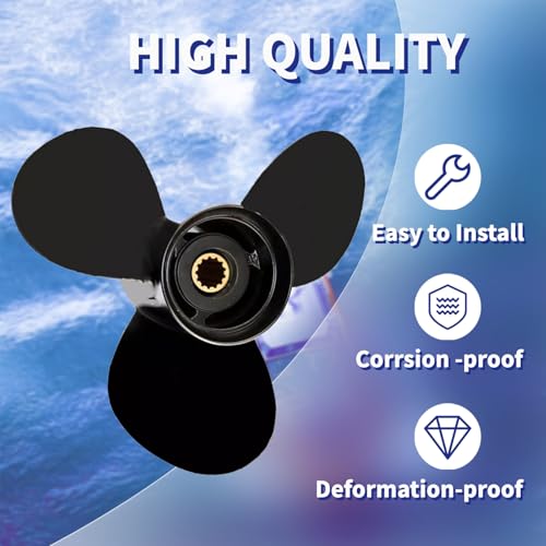 Image of 11.1x14 Aluminum Boat Outboard Propeller for Tohatsu Nissan Engines 35-50HP, 13 Spline Tooth, RH, fit Tohatsu Nissan 35HP 40HP 50HP