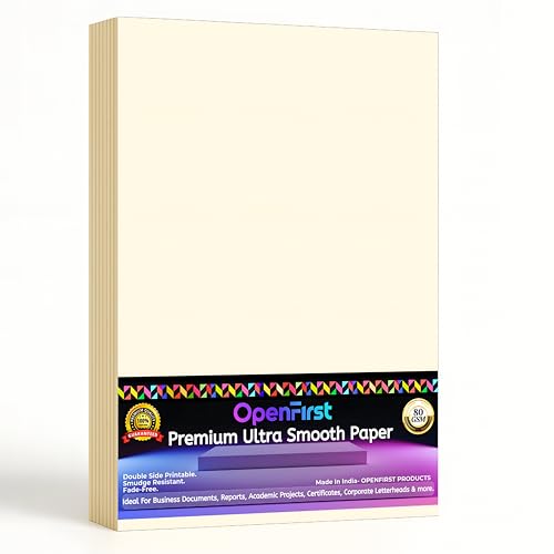 Image of A4 Size 80 GSM Royal Cream Premium Paper - Double Side Printable Ultra-Smooth Office Sheets for Letterhead, Billing, Reports & Legal Documents (Pack of 100 Sheets)